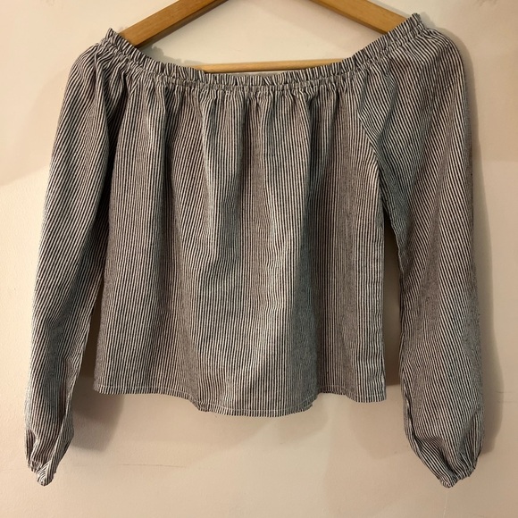 Brandy Melville 100% Cotton Striped Off-Shoulder Blouse O/S - Picture 1 of 7